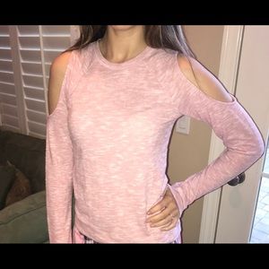 NEW Soft Pink Derek Heart Shirt Open Shoulders NWT